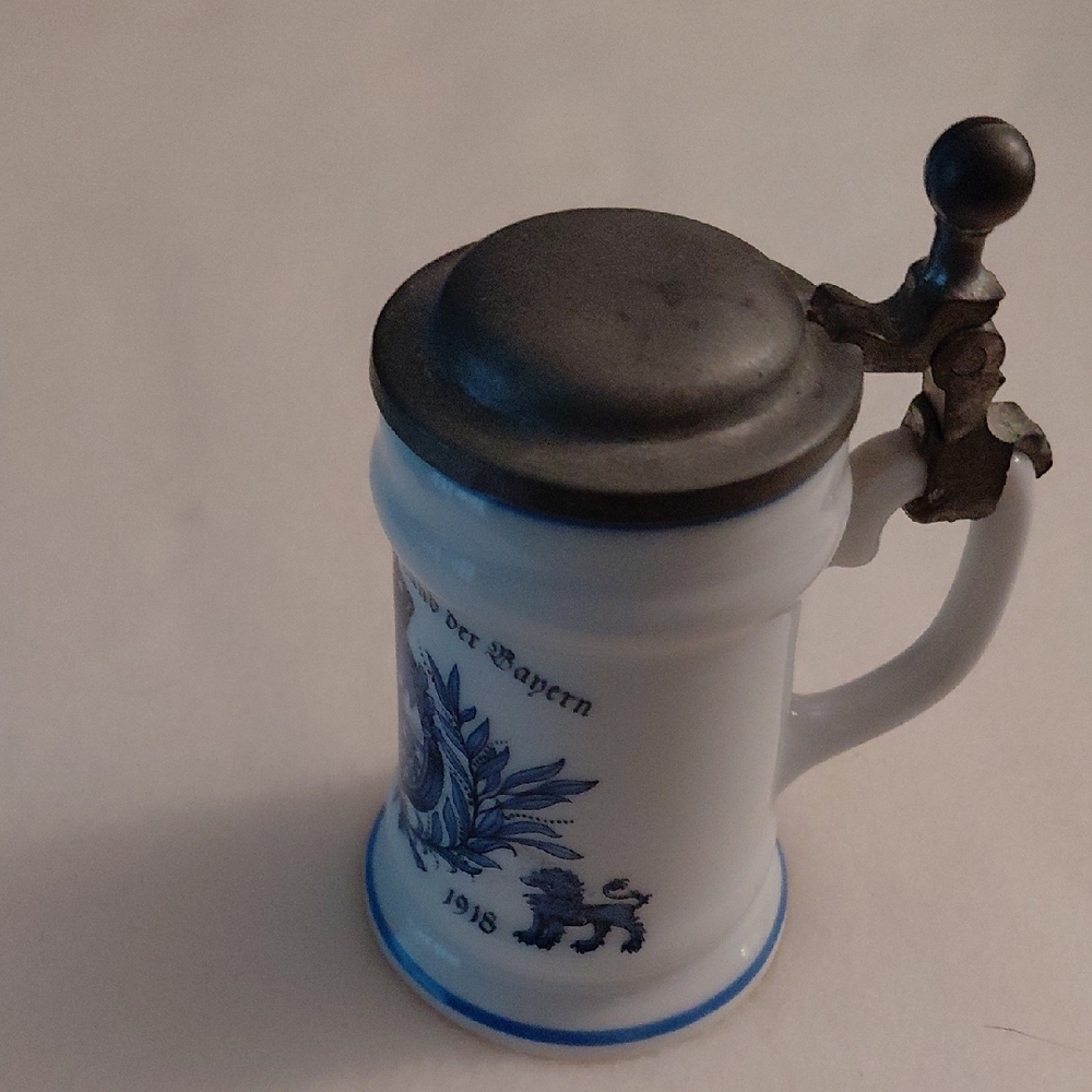 Blue and White Ceramic Beer Stein - Picture 4 of 7